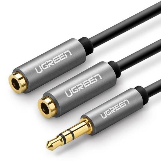 UGREEN AUX Audio splitter with jack 3,5 mm cable, 20cm (silver)