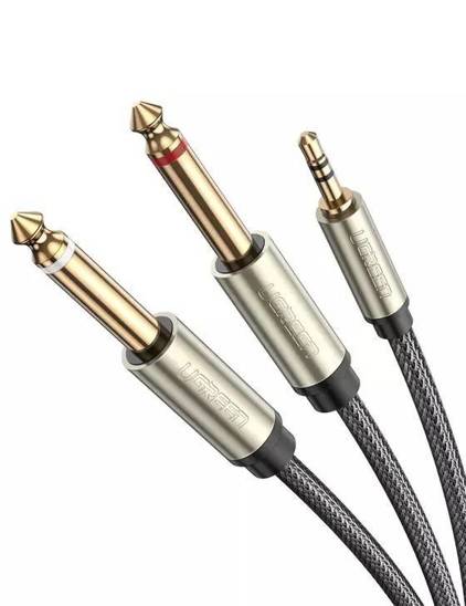 UGREEN AV126 Cable TRS 3.5 mm to 2x TS 6.35 mm - 3m (grey)