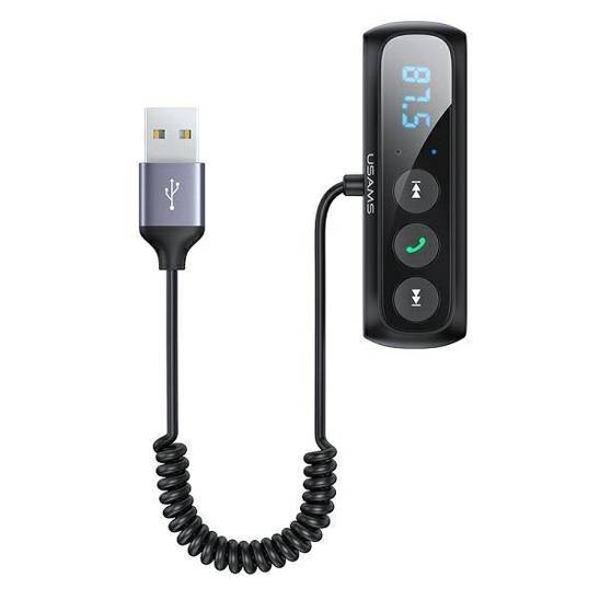 USAMS Bluetooth 5.0 audio adapter hands-free kit + FM transmitter black/black SJ503JSQ01 (US-SJ503)