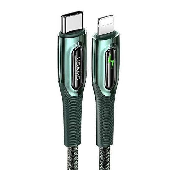 USAMS Braided Cable USB-C to Lightning Smart Power-off 20W PD Cable1.2m dark green/dark green SJ518USB02 (US-SJ518)