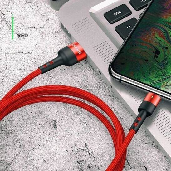 USAMS Braided cable U26 USB-C 1m 1 pc. for set 3A Fast Charging red/red SJ313TC02 (US-SJ313)