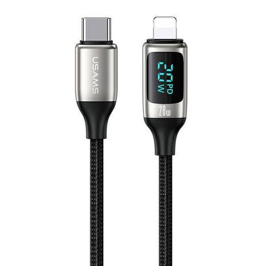 USAMS Braided cable U78 USB-C to Lightning LED 1.2m 20W PD Fast Charge white/white SJ545USB02 (US-SJ545)