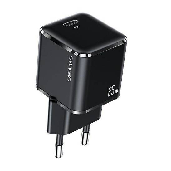 USAMS Lad. network. 1xUSB-C T42 mini 25W (head only) Super SI 5V-3A PD3.0 Fast Charging black/black CC140TC01 (US-CC140)