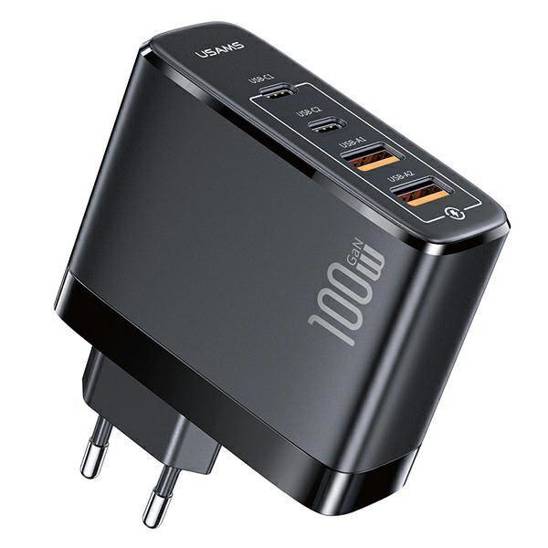 USAMS Lad. network. 2xUSB-C+2xUSB T44 100W (head only) PD3.0 +QC3.0 Fast Charging black/black CC145TC01 (US-CC145)