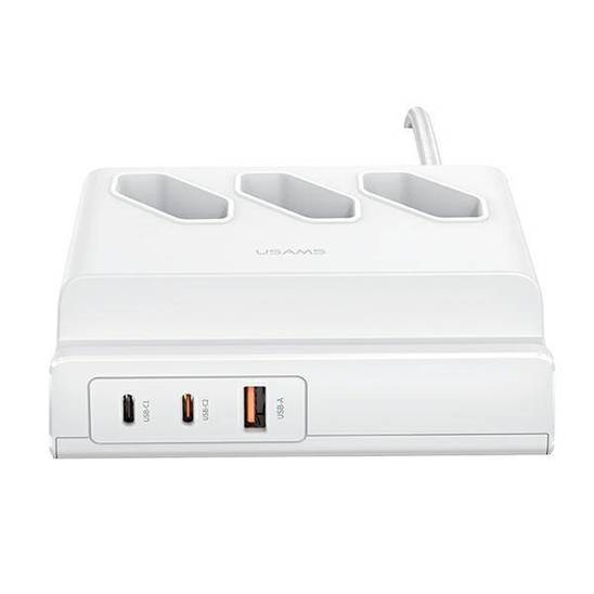 USAMS Power strip 65W Super Si Fast Charging USB Extension Socket EU white/white CC160TC01 (US-CC160)