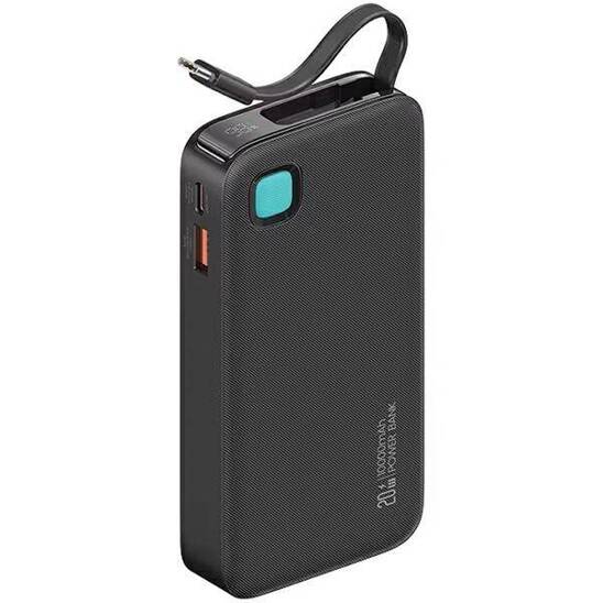 USAMS Powerbank with retractable USB-C Retractable cable 10000 mAh PD 20W Fast Charge XY Series black/black 10KCD22401(US-CD224)