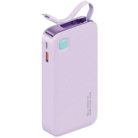 USAMS Powerbank with retractable cable Retractable Lightning 10000 mAh PD 20W Fast Charge XY Series purple/purple 10KCD22503 (US-CD225)