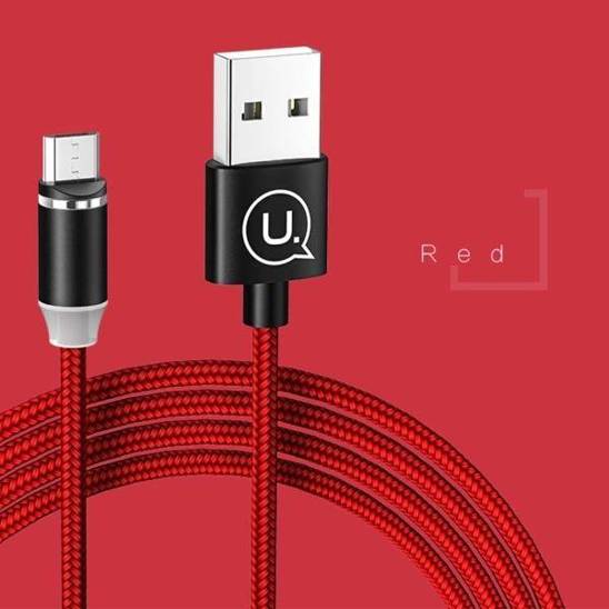 USAMS U-Sure microUSB magnetic cable 1m 2.1A braided red/red SJ294USB02 (US-SJ294)