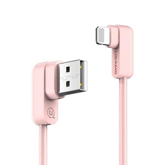 USAMS U-flow Lightning angled cable 1.2m 2A pink/pink IPUSBCY03 (US-SJ165)