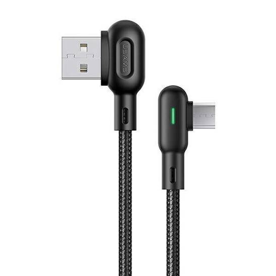 USAMS U57 MicroUSB angled cable 1.2m 2A black/black SJ458USB01 (US-SJ458)