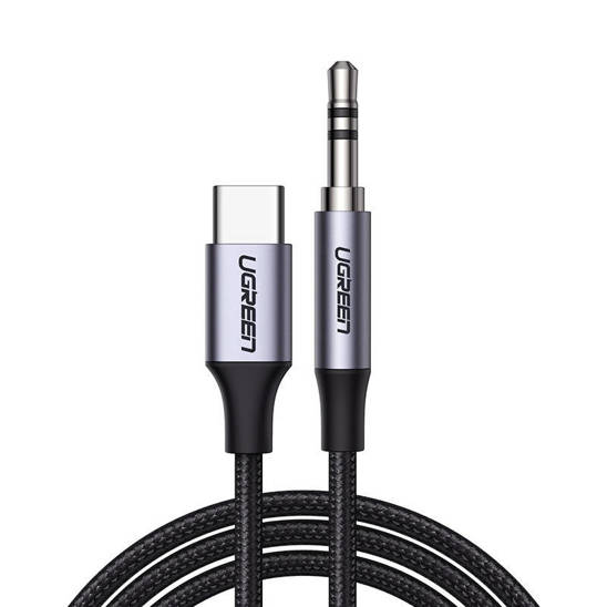 USB-C cable UGREEN CM450 to 3.5mm AUX mini jack, 1m (black)