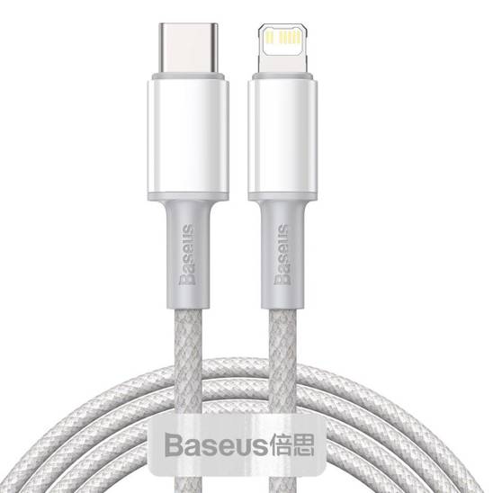 USB-C to Lightning Baseus High Density Braided Cable, 20W, PD, 2m (white)