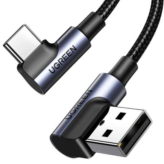 USB-C to USB-A 2.0 Angled Cable UGREEN US176, 3A, 3m (Black)
