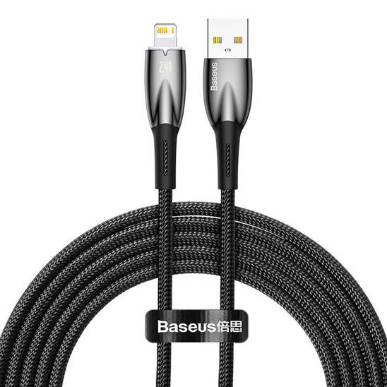 USB cable for Lightning Baseus Glimmer Series, 2.4A, 2m (Black)