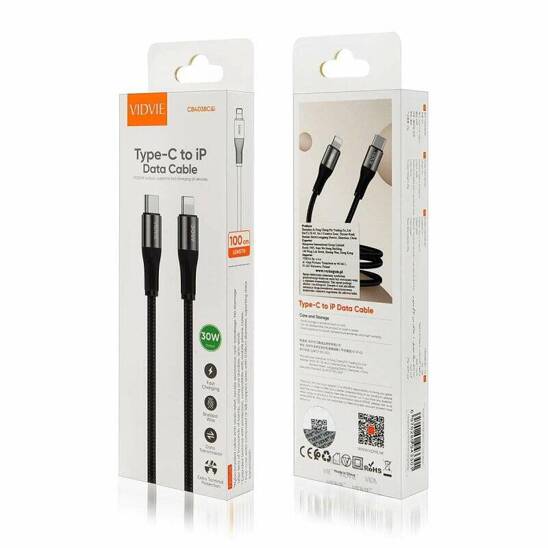 VIDVIE CB4038 Type-C/iPhone cable 30W, 1m black