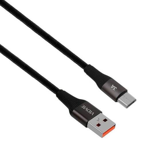 VIDVIE CB4038 USB/Micro 3A cable, 1m black