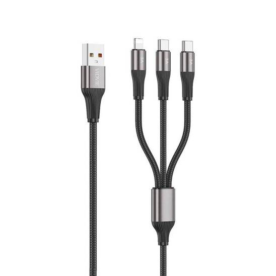 VIDVIE CB4039 USB/Type-C + Type-C + iPhone 3A cable, 1.2m white