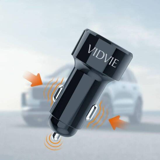 VIDVIE CC518C car charger 1xUSB + 1xType C + Micro 3A cable, PD20W+QC18W black