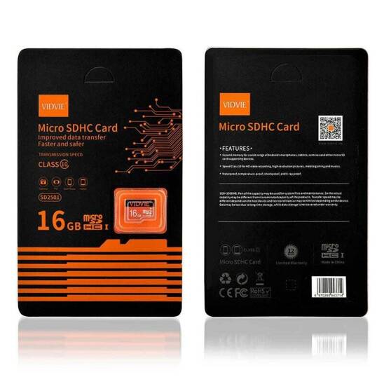 VIDVIE MICRO SDHC memory card 16 GB black