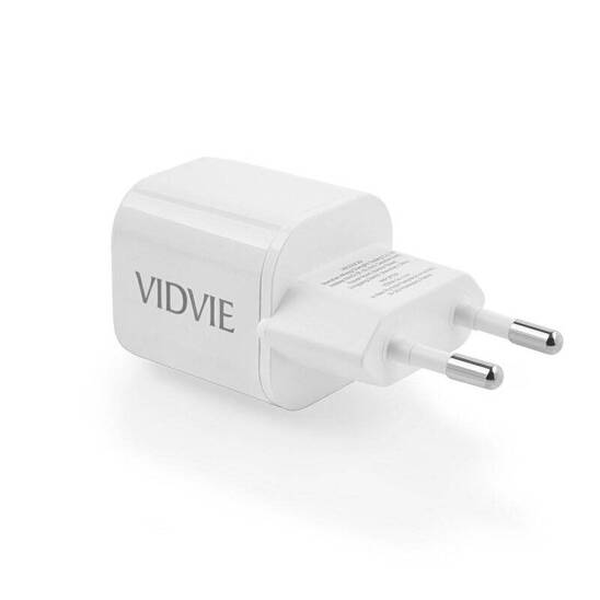 VIDVIE PLE255 mains charger 1xUSB + 1xType C 3A 35W GaN compatible PD20W white