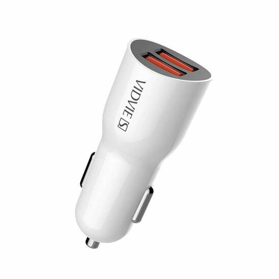 VIDVIE S-CC02 car charger 2xUSB + Micro 2.4A cable white