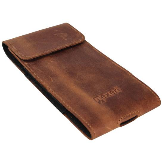 Vertical Leather Holster SAMSUNG GALAXY S23 / IPHONE 11/12/12 PRO/13/13 PRO/14/14 PRO/16/16 PRO for Belt Nexeri 3D Crazy brown