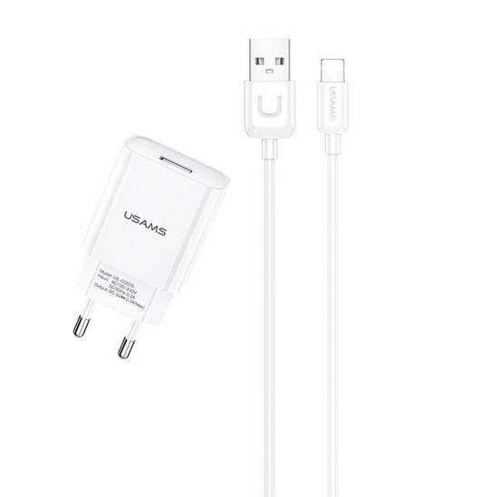 Wall Charger 2.1A + Cable 1m USB - Lightning Usams T21 Fast Charging T21OCLN01 white