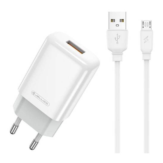 Wall Charger 2.4A USB + Cable USB - Micro USB Jellico EU01 white