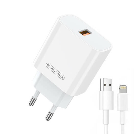 Wall Charger 22,5W QC3.0 USB + Cable USB - Lightning Jellico AK165 white