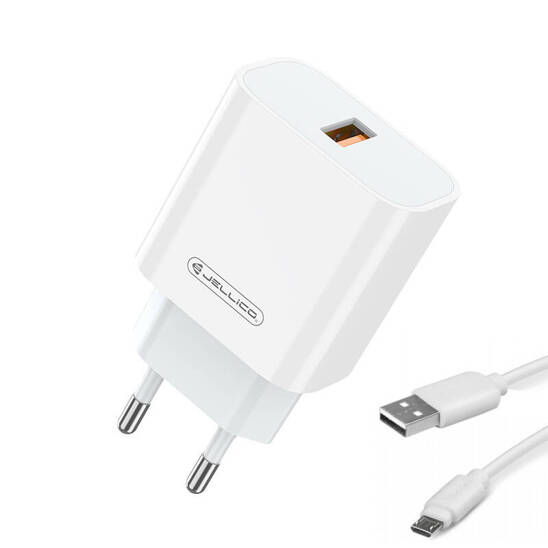 Wall Charger 22,5W QC3.0 USB + Cable USB - micro USB Jellico AK165 white