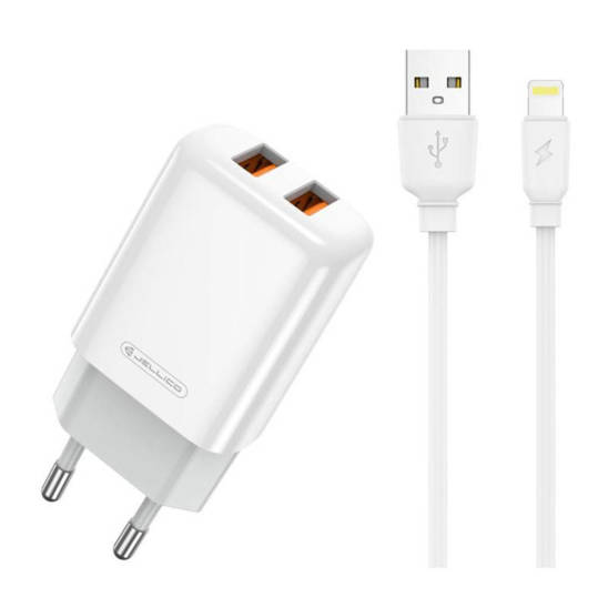 Wall Charger 2x USB 2.4A + Cable USB - Lightning Jellico EU02 white