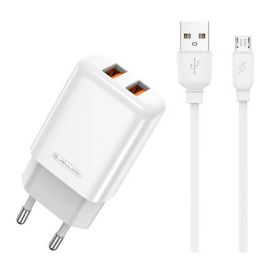 Wall Charger 2x USB 2.4A + Cable USB - micro USB Jellico EU02 white