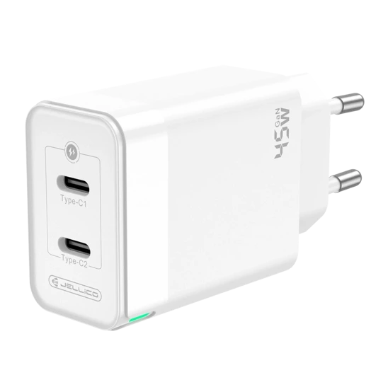 Wall Charger 45W PD GaN 2xUSB-C Jellico C106 white