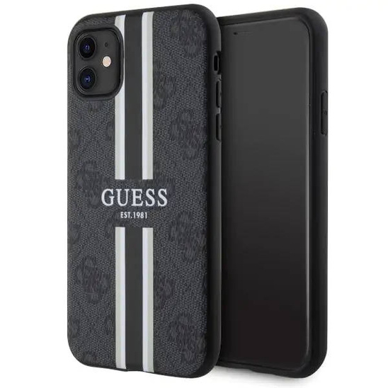 Oryginalne Etui IPHONE 11 / XR Guess Hardcase 4G Printed Stripe MagSafe (GUHMN61P4RPSK) czarne