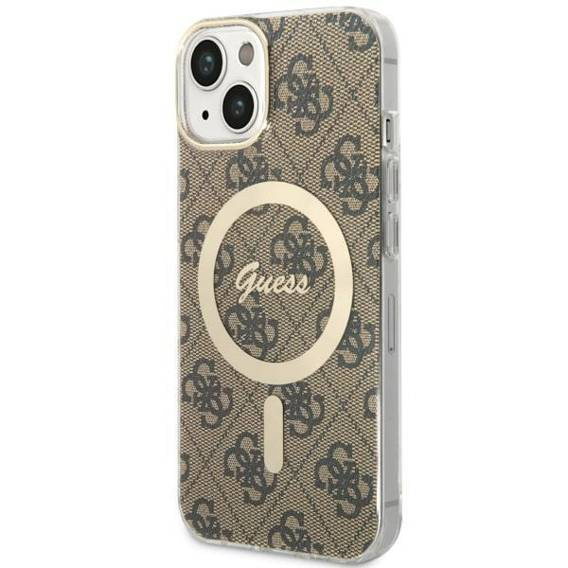 Oryginalne Etui IPHONE 14 Guess Hardcase 4G MagSafe (GUHMP14SH4STW) brązowe