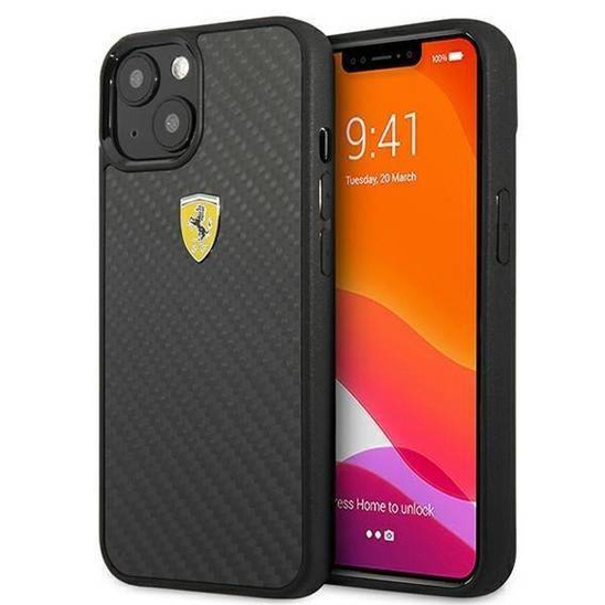 Oryginalne Etui IPHONE 13 MINI Ferrari Hardcase On Track Real Carbon (FEHCP13SFCABK) czarne