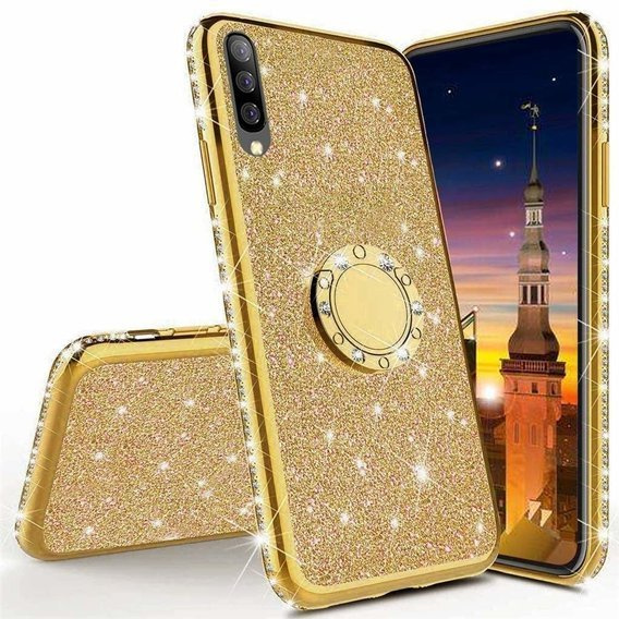 HUAWEI Y6P Diamond Ring Gold glitter case