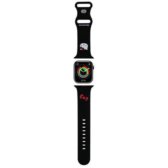 Pasek do APPLE WATCH 1 / 2 / 3 / 4 / 5 / 6 / 7 / 8 / SE / ULTRA (42 / 44 / 45 / 49 MM) Hello Kitty Strap Silicone Kitty Head (HKAWLSCHBLK) czarne