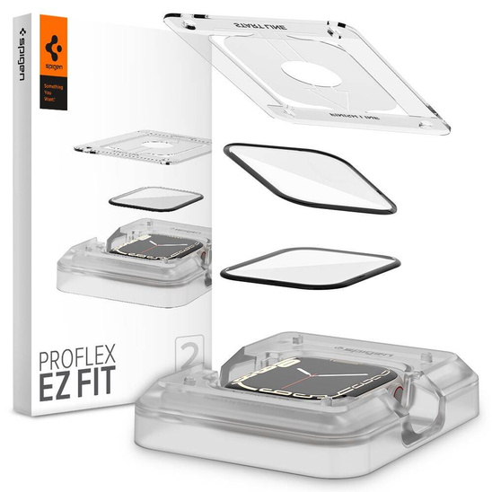 Szkło Hybrydowe APPLE WATCH 7 / 8 / 9 (45MM) Spigen ProFlex Ez Fit 2-pack