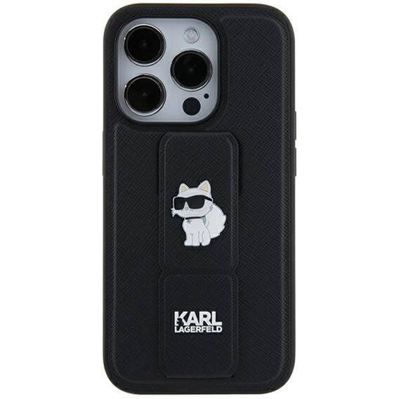 Oryginalne Etui IPHONE 11 / XR Karl Lagerfeld Hardcase Gripstand Saffiano Choupette Pins (KLHCN61GSACHPK) czarne