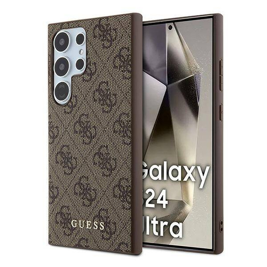 Original Case SAMSUNG GALAXY S24 ULTRA Guess Hard Case 4G Metal Gold Logo (GUHCS24LG4GFBR) brown