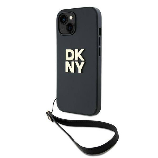 Original Case IPHONE 13 / 14 / 15 DKNY Hardcase Wrist Strap Stock Logo (DKHCP14SPBSWSK) black