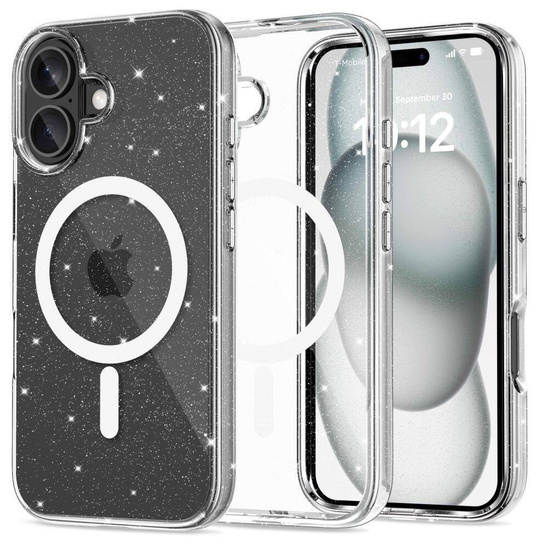Case IPHONE 16 Tech-Protect FlexAir Hybrid MagSafe Glitter transparent
