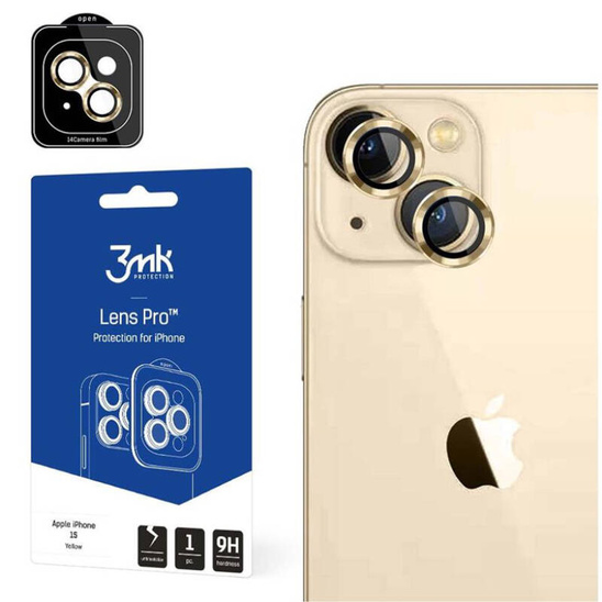 Szkło Hartowane na Aparat APPLE IPHONE 15 PLUS 3MK Lens Protection Pro żółte