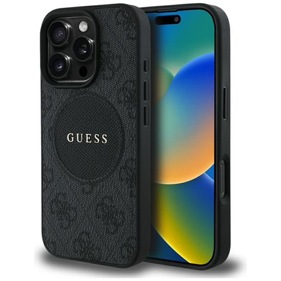 Original Case IPHONE 16 PRO Guess 4G Circle Classic Logo MagSafe black