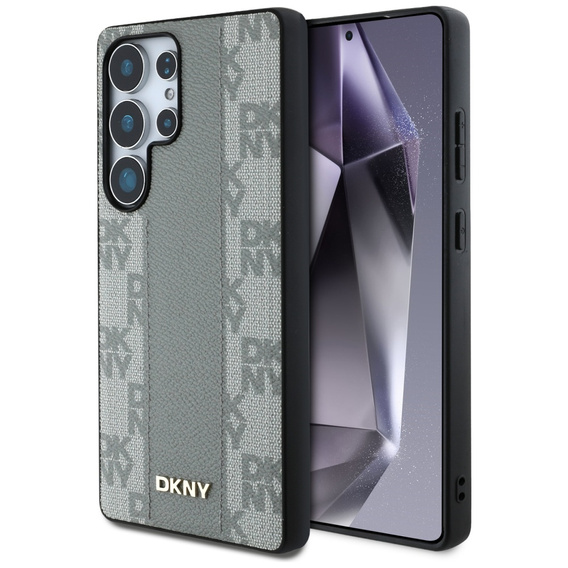 Oryginalne Etui SAMSUNG GALAXY S25 ULTRA DKNY Leather Checkered Pattern MagSafe Taupe