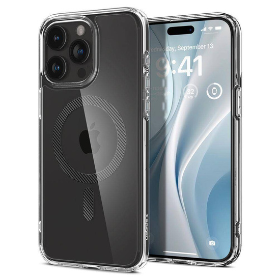 Etui APPLE IPHONE 15 PRO Spigen Ultra Hybrid Mag MagSafe Carbon Fiber transparentne