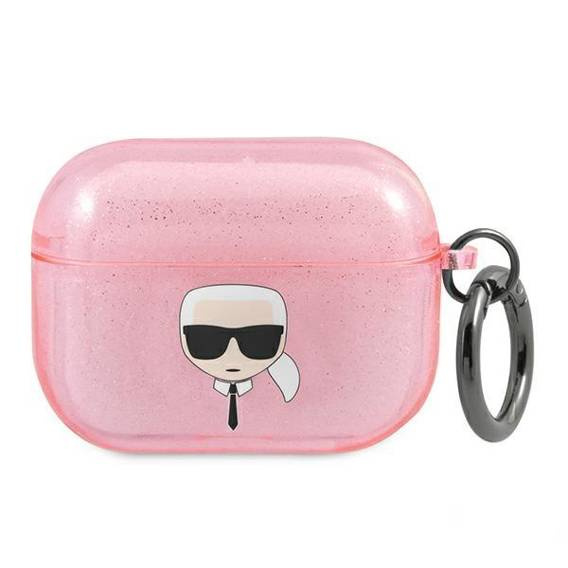 Oryginalne Etui APPLE AIRPODS PRO Karl Lagerfeld Cover Glitter Karl`s Head (KLAPUKHGP) różowe