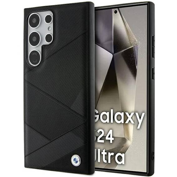 Original Case SAMSUNG GALAXY S24 ULTRA BMW Hardcase Signature Leather Crossing Lines Pattern (BMHCS24L23RCGPK) black