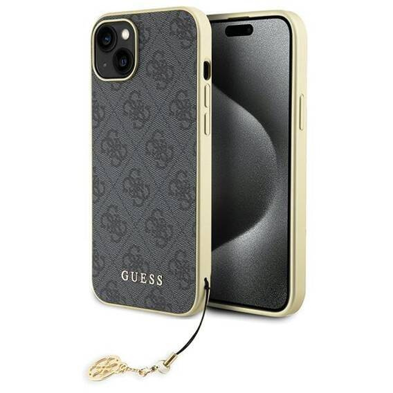 Original Case APPLE IPHONE 15 PLUS Guess Hardcase 4G Charms Collection (GUHCP15MGF4GGR) gray